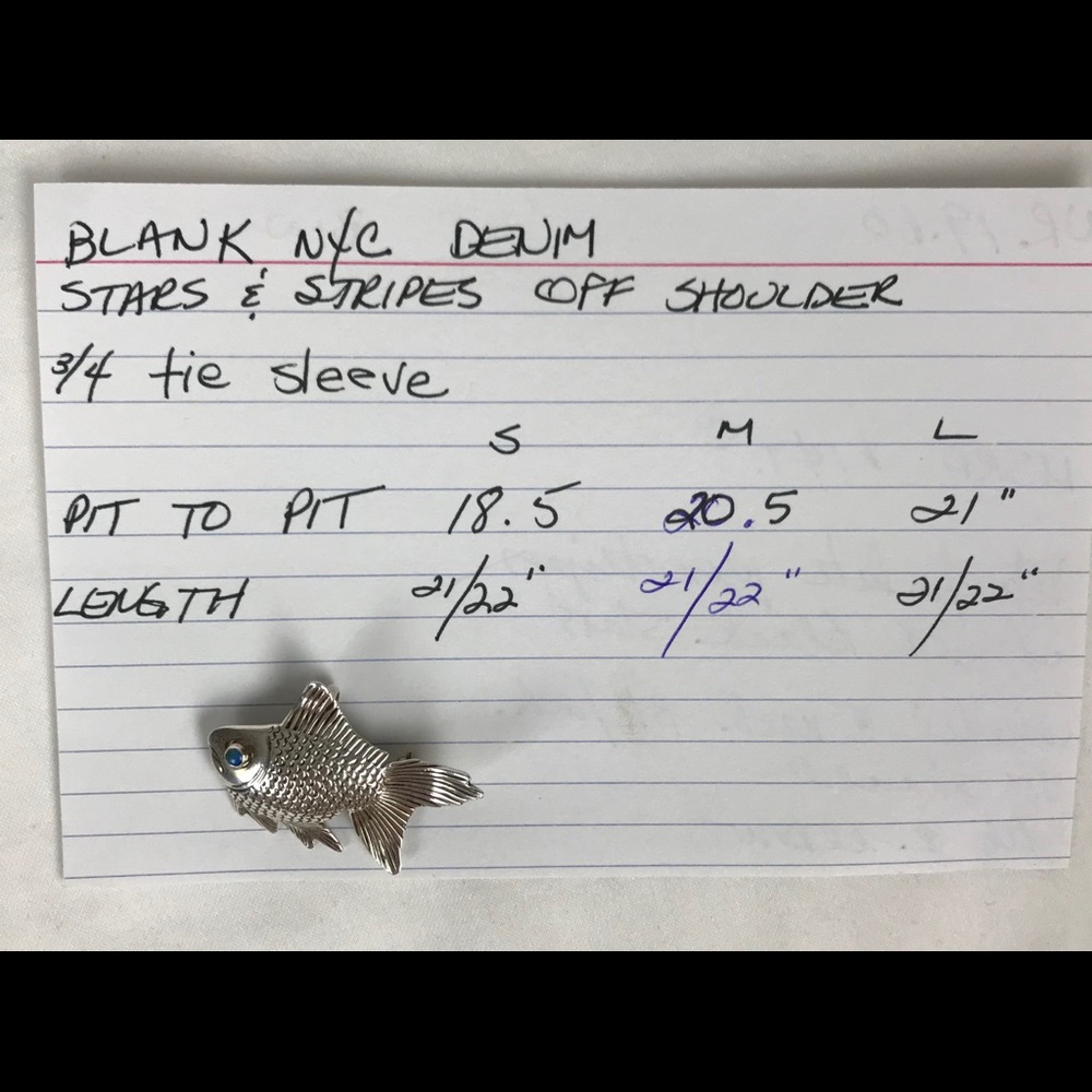 💥HP💥NWT Blank NYC, Blue/whitenoff Shoulder Top - Picture 7 of 8